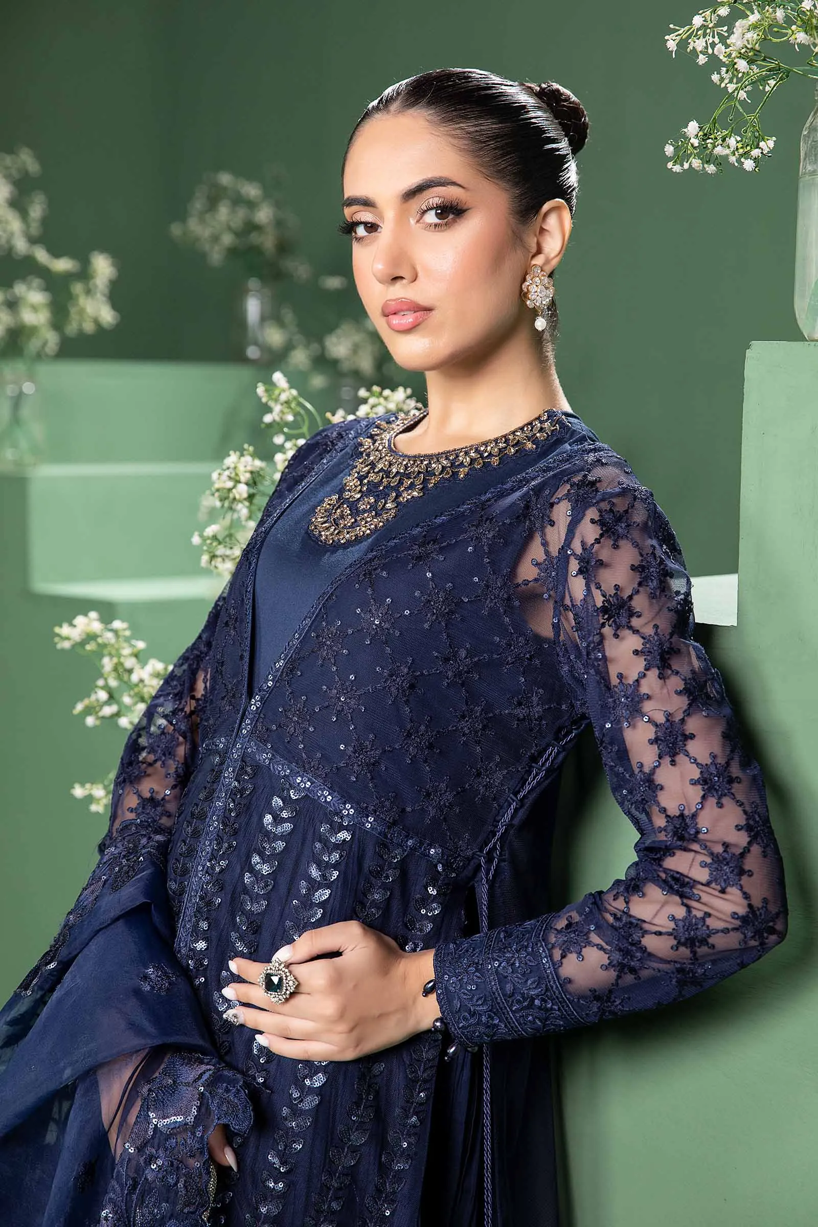 3 Piece Embroidered Net Suit | SF-W24-44