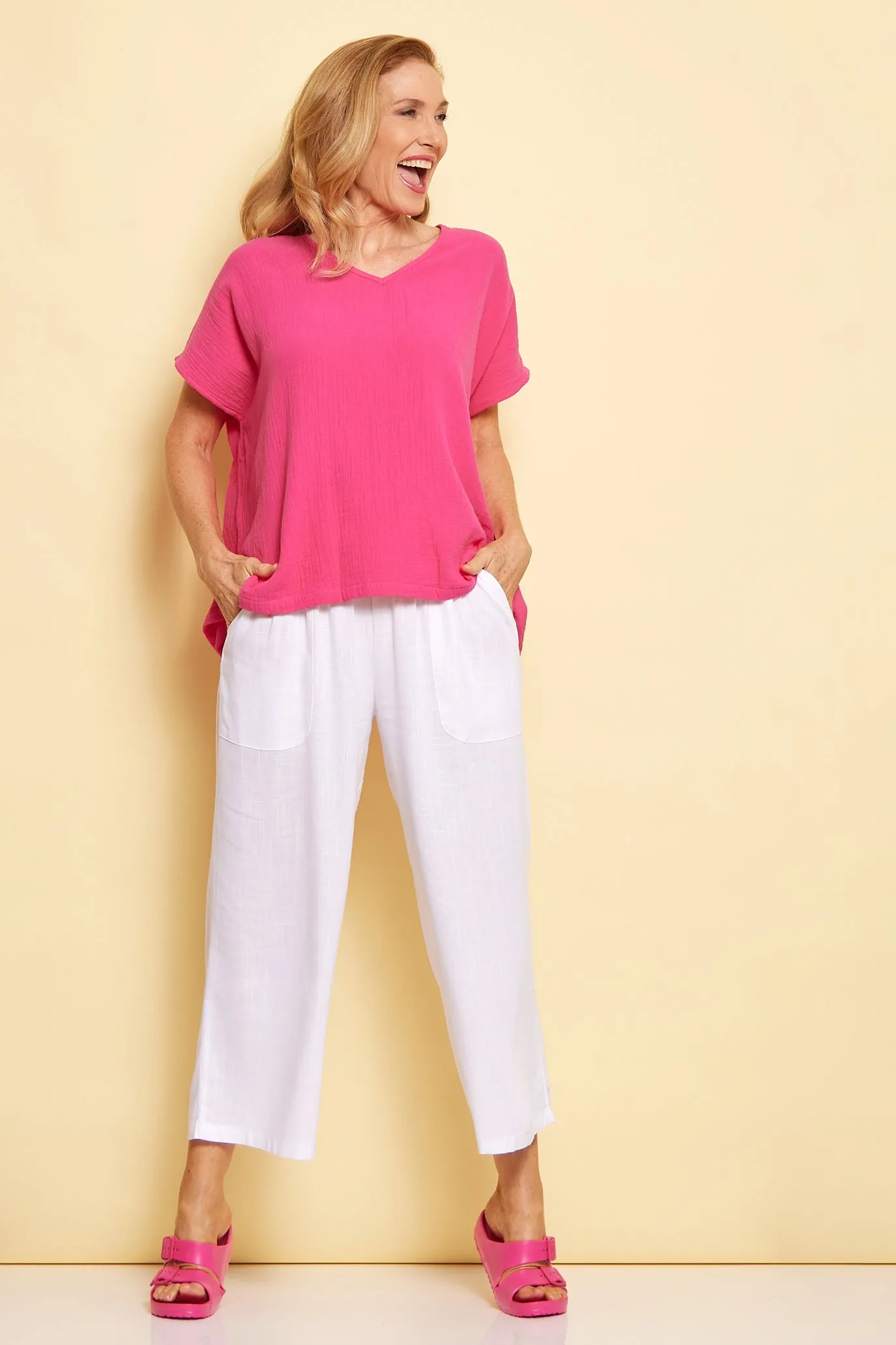 Aiko Linen Pants - White Linen