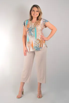 Almond 3/4 Jersey Palazzo Pants