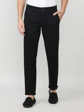 Black Dobby Lycra Slim Fit Cotton Trouser