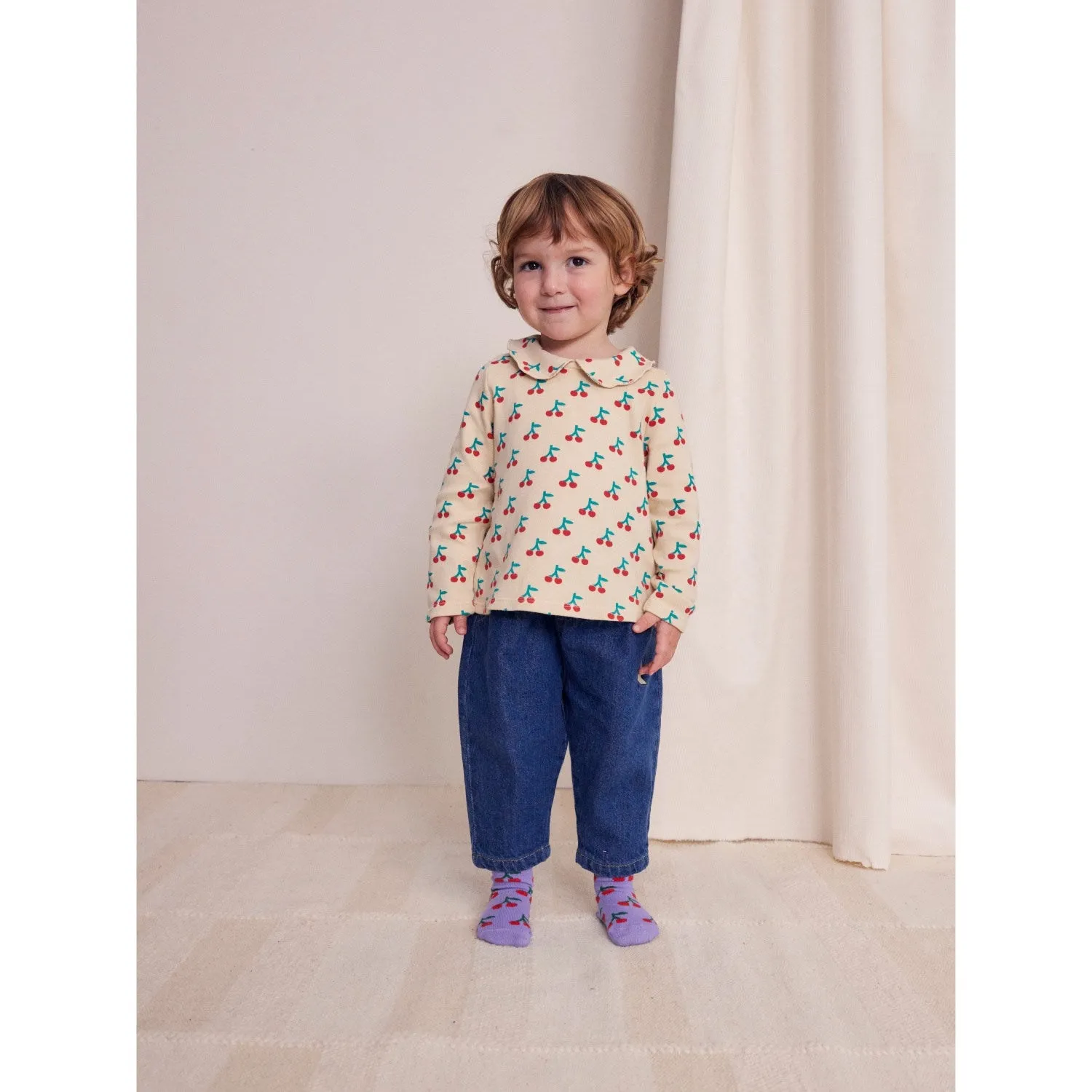 Bobo Choses White Cherry All Over Collar Shirt