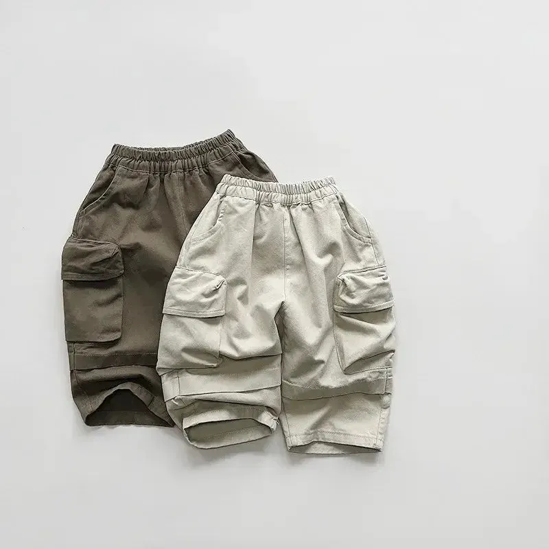 Boys Solid Pocket Cargo Pants