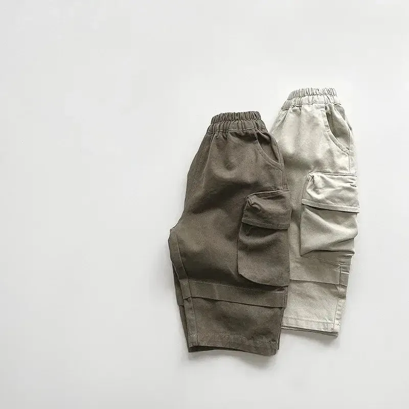 Boys Solid Pocket Cargo Pants