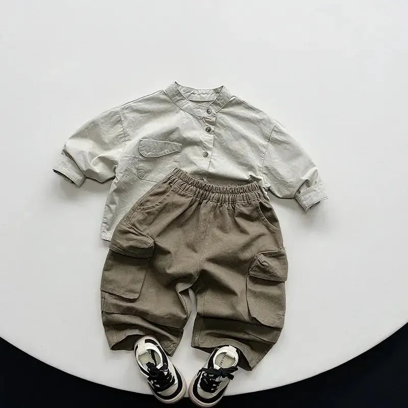 Boys Solid Pocket Cargo Pants