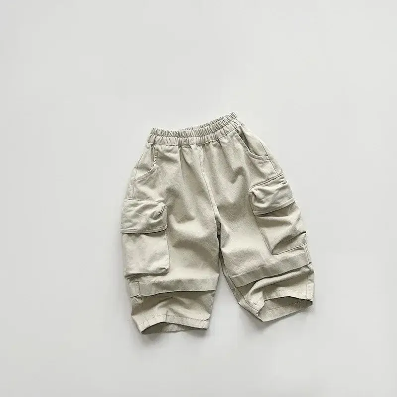 Boys Solid Pocket Cargo Pants