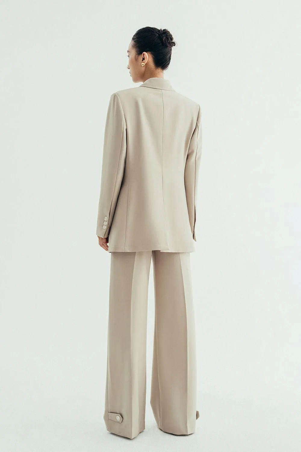 Carl Straight Wide Leg Twill Floor Length Pants