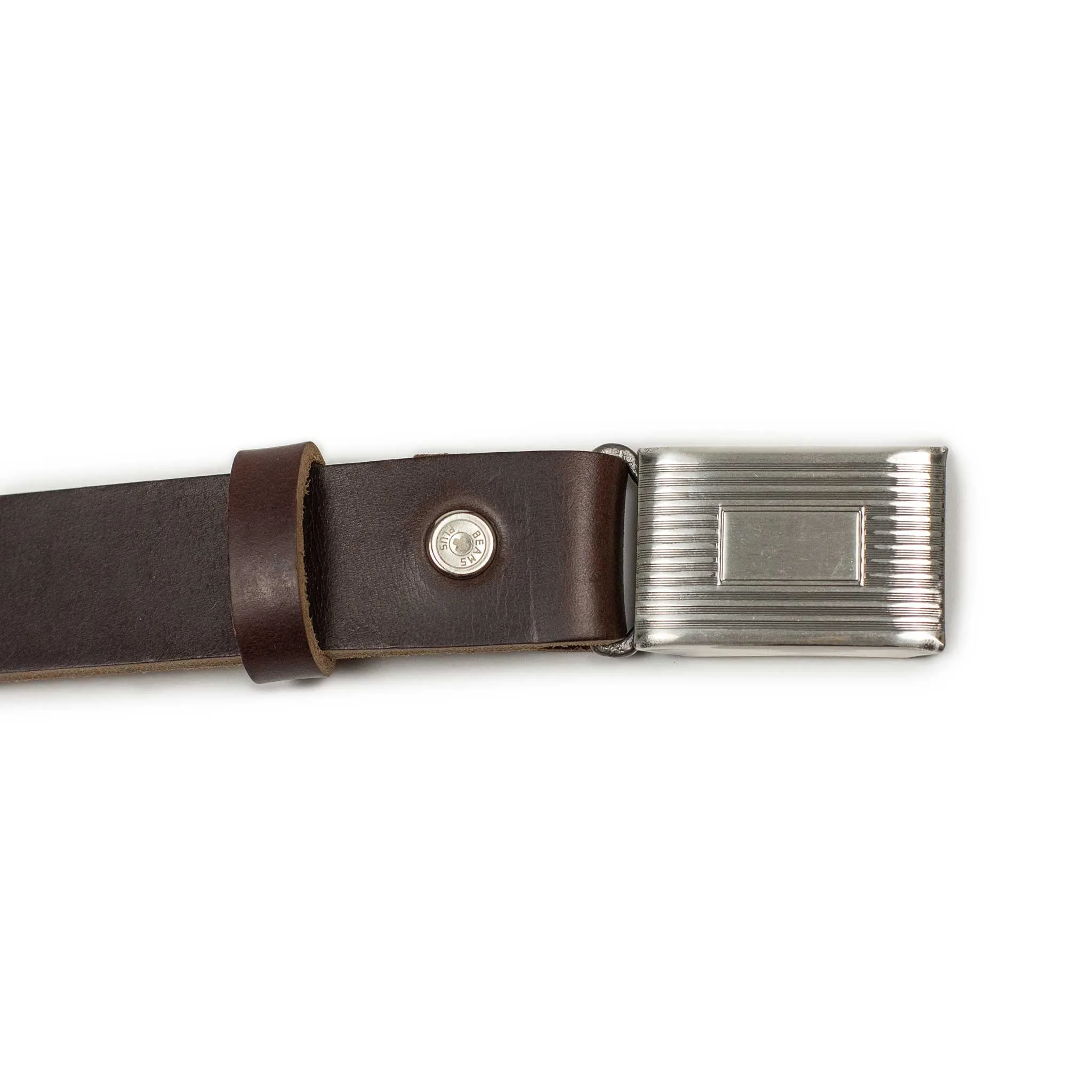 Classic Horween leather belt in Brown with engine-turned plated buckle