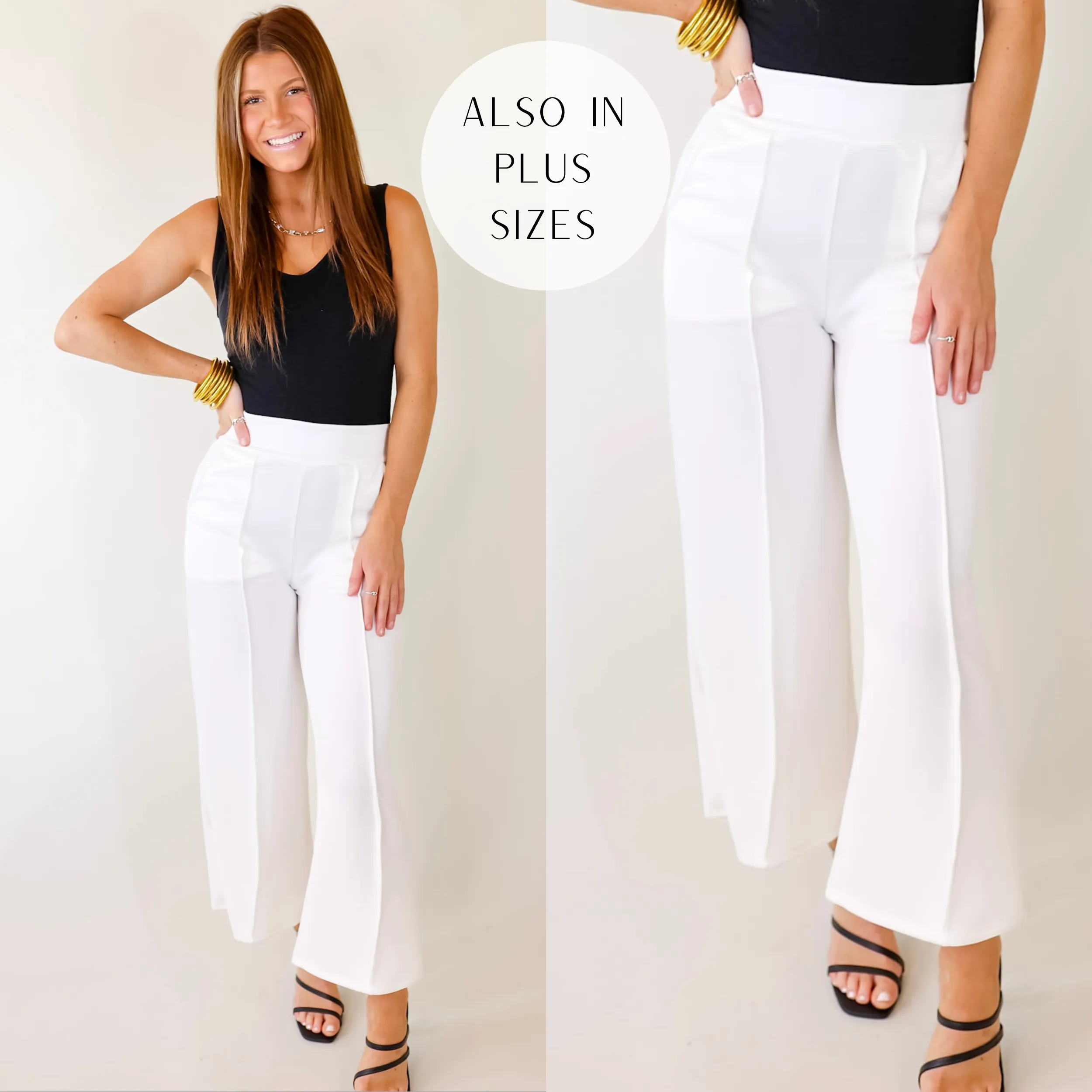 Do A Double Take Front Pleated Pants in Ivory