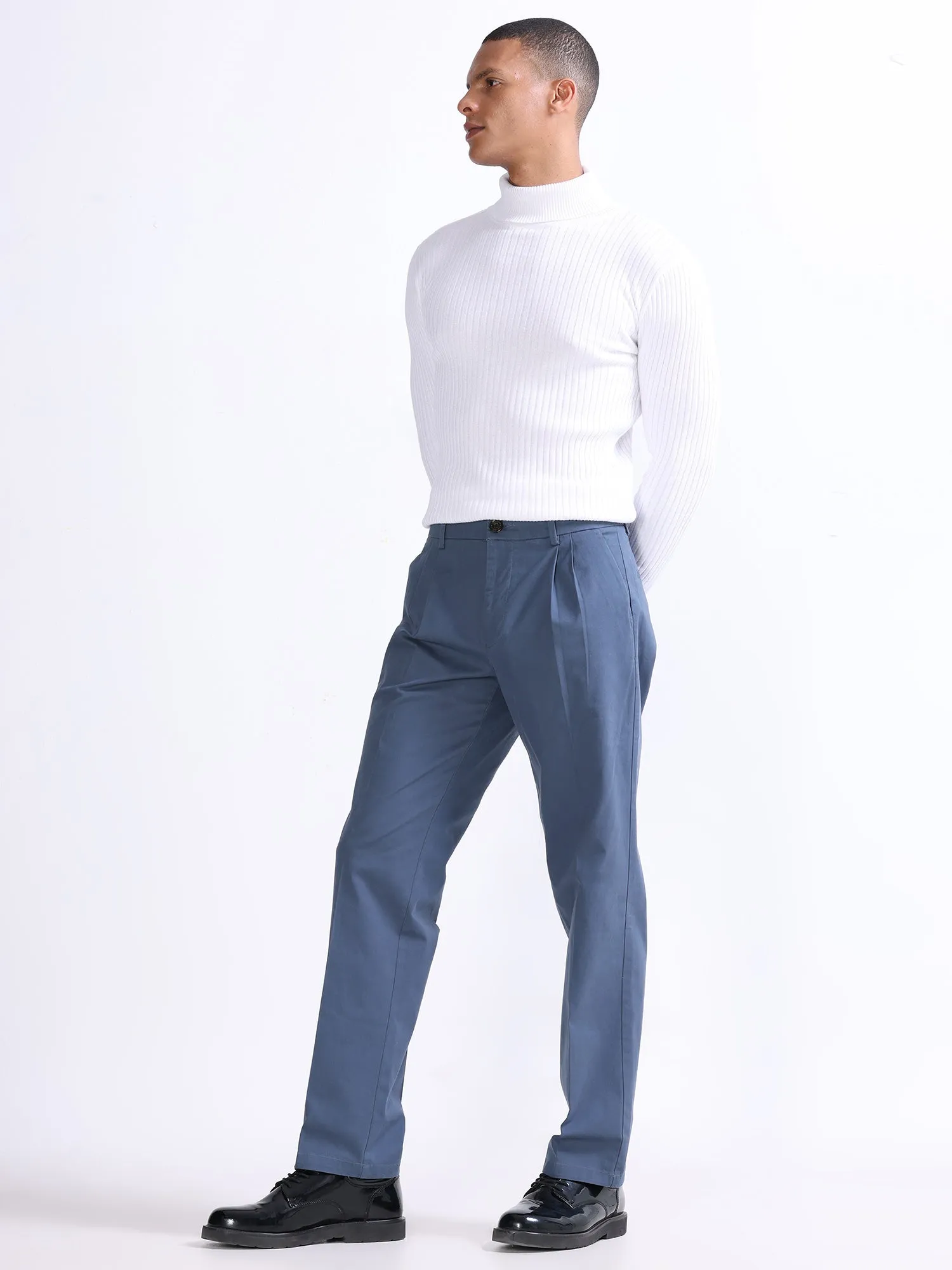 Duca Double Pleated Aqua Blue Relaxed Pant