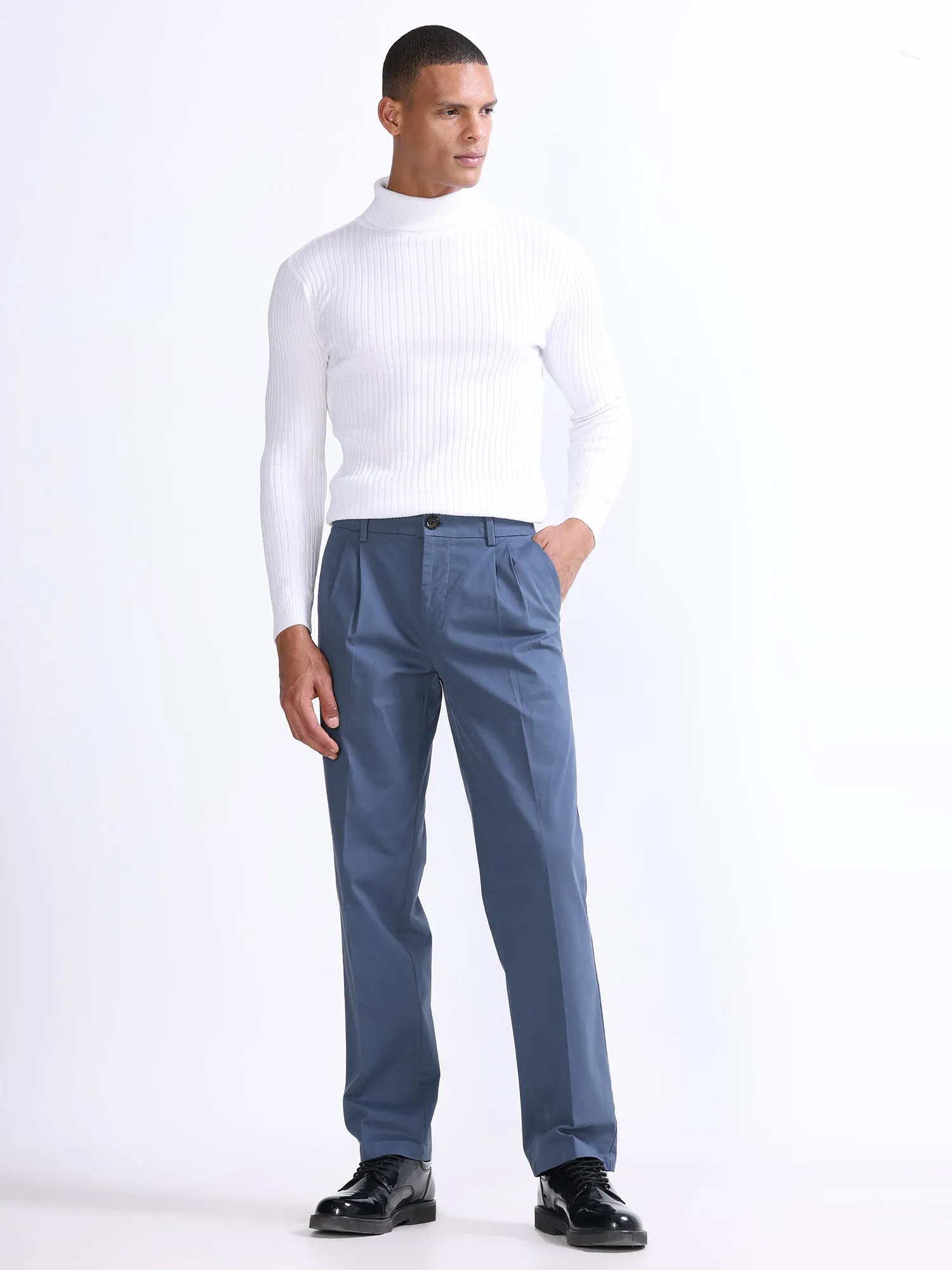 Duca Double Pleated Aqua Blue Relaxed Pant