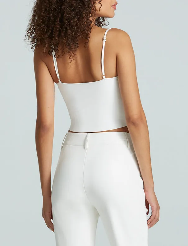 Faux Leather Cami Crop Top - WHITE