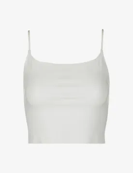 Faux Leather Cami Crop Top - WHITE