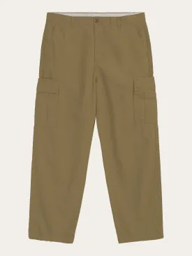 FIG loose cargo poplin pants - GOTS/Vegan - Burned Olive