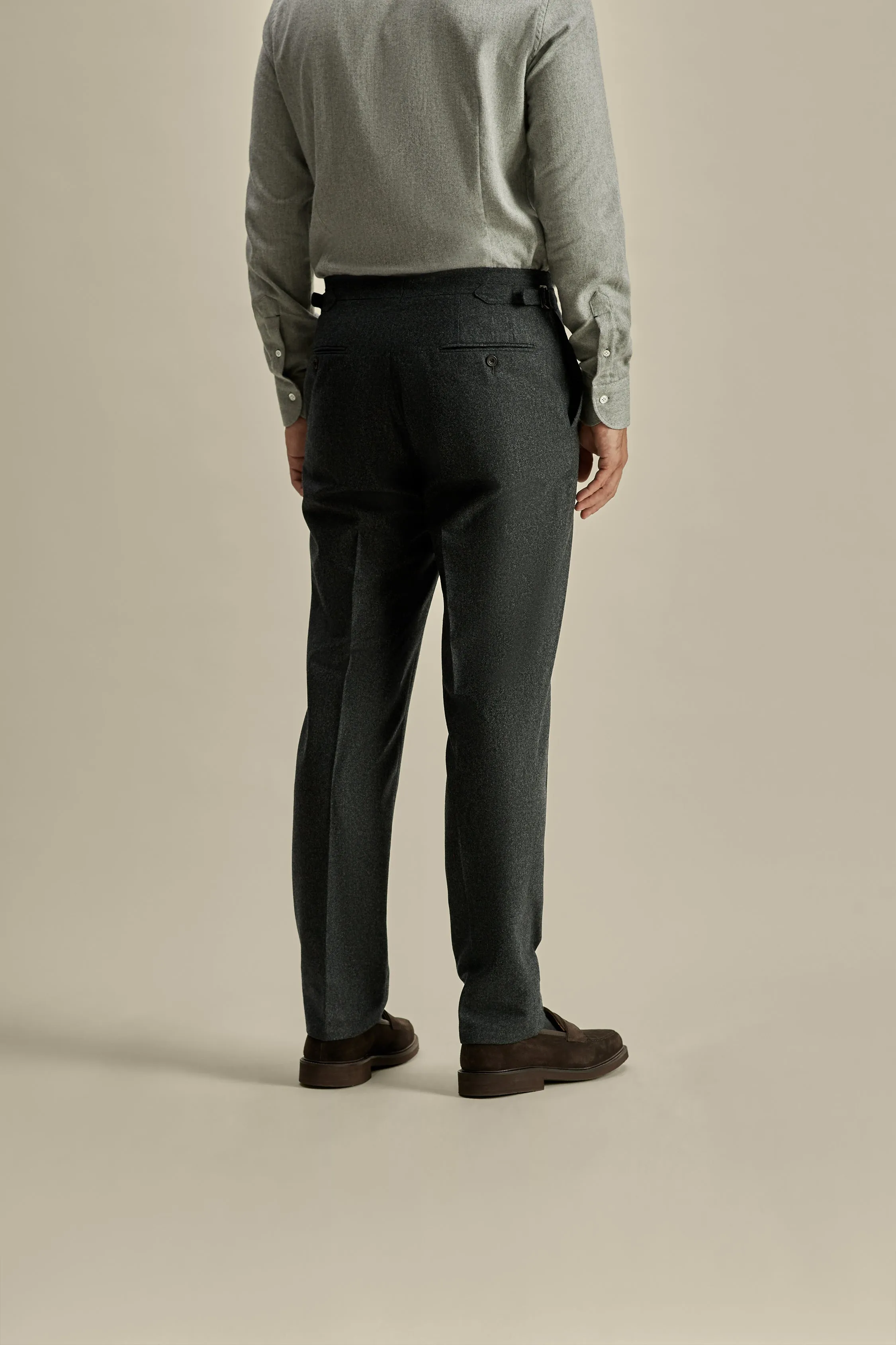 Flannel Flat Front Tailored Trousers