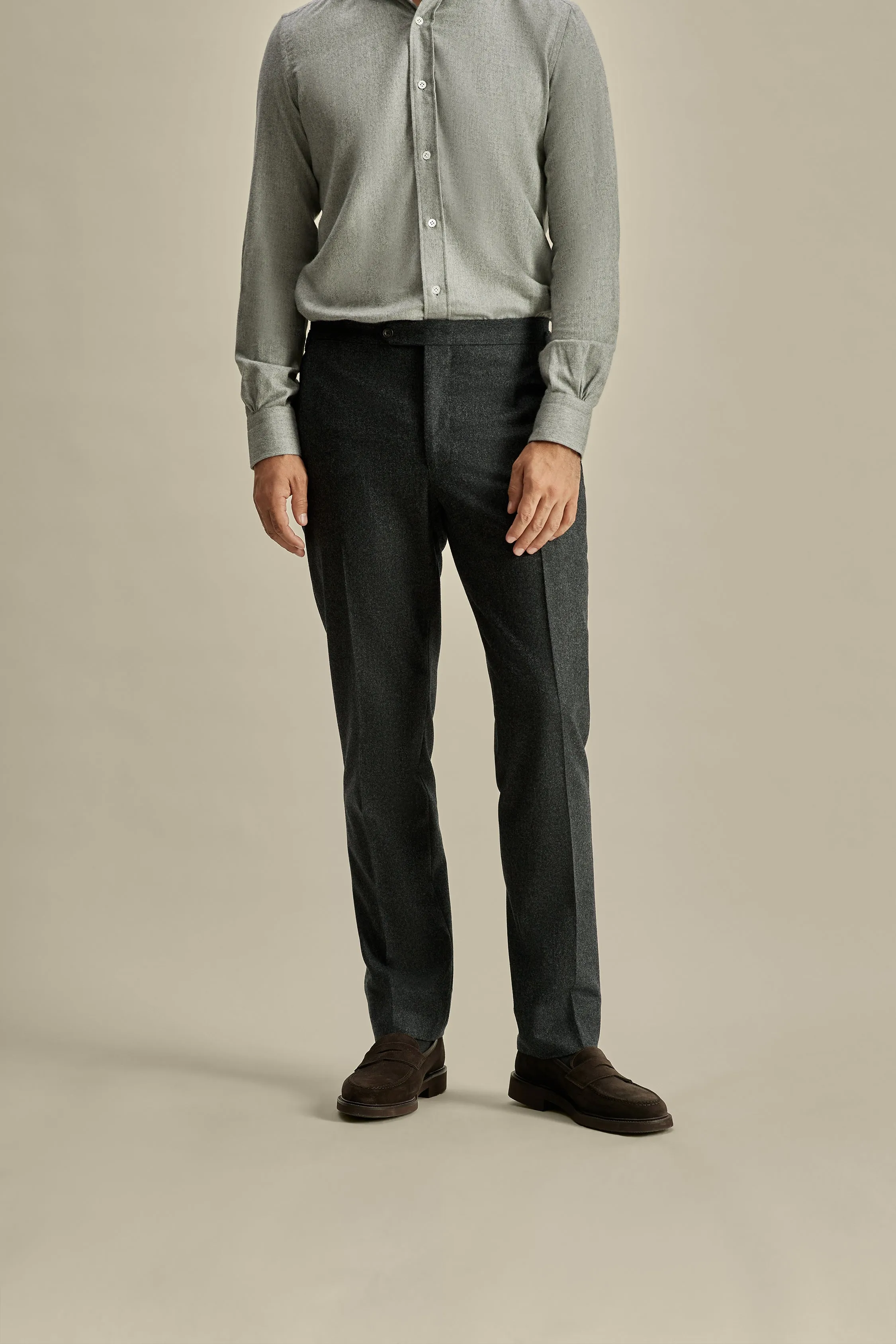 Flannel Flat Front Tailored Trousers