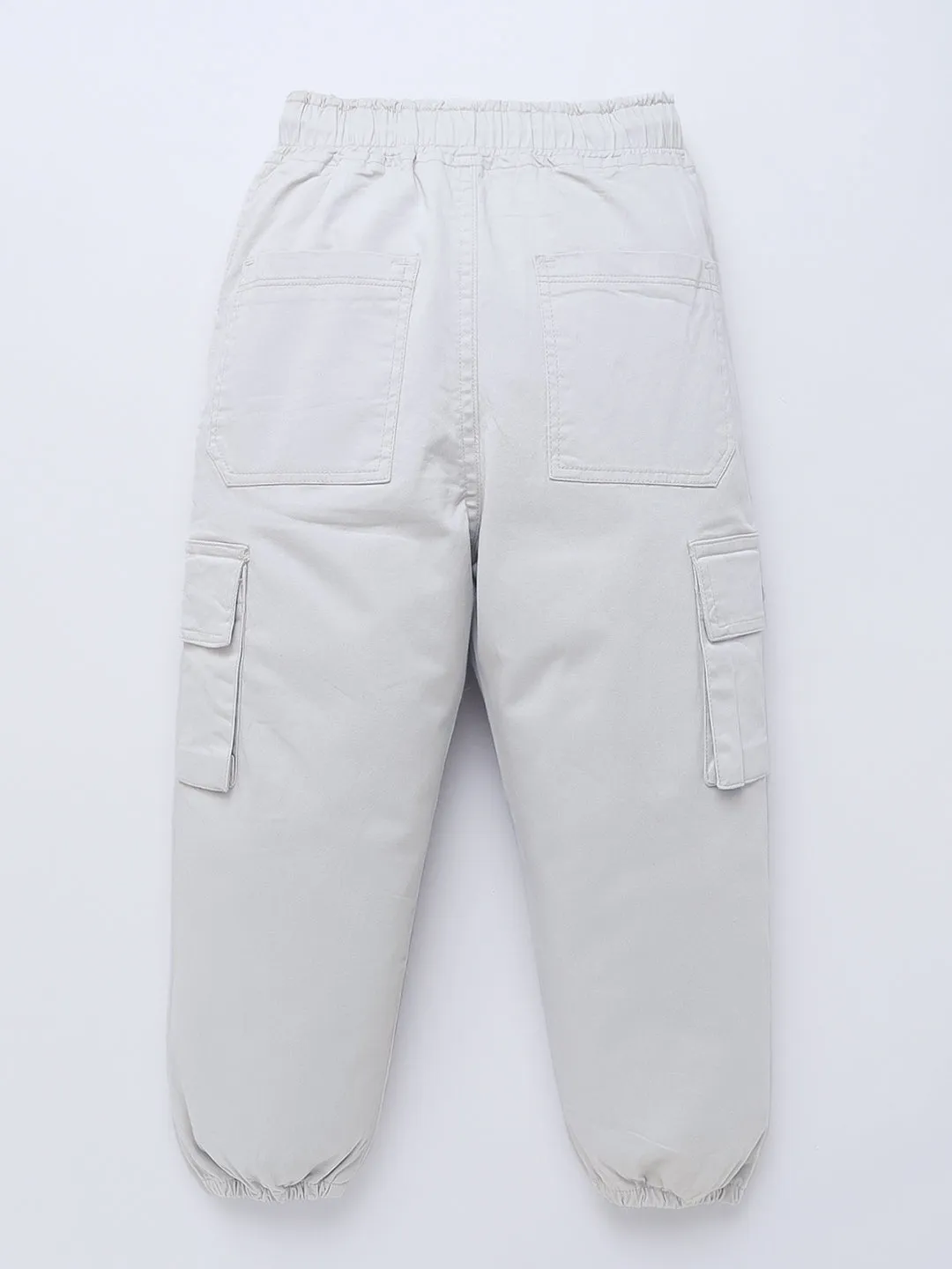 Girls Cotton Light Grey Cargo