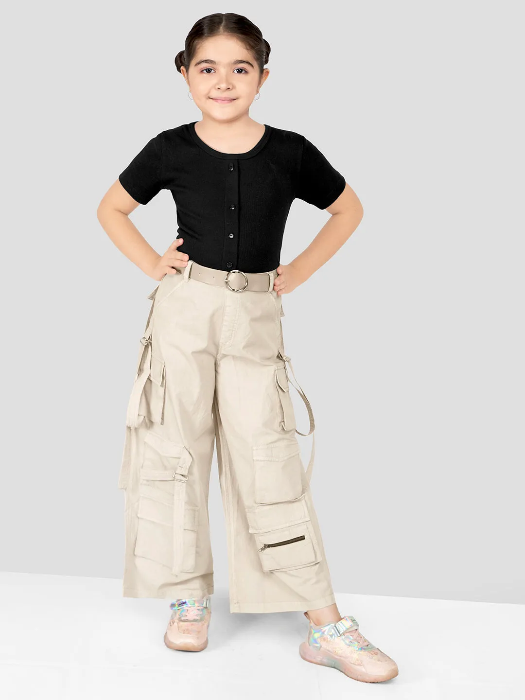 Girls Cotton Ten Pockets Cargo