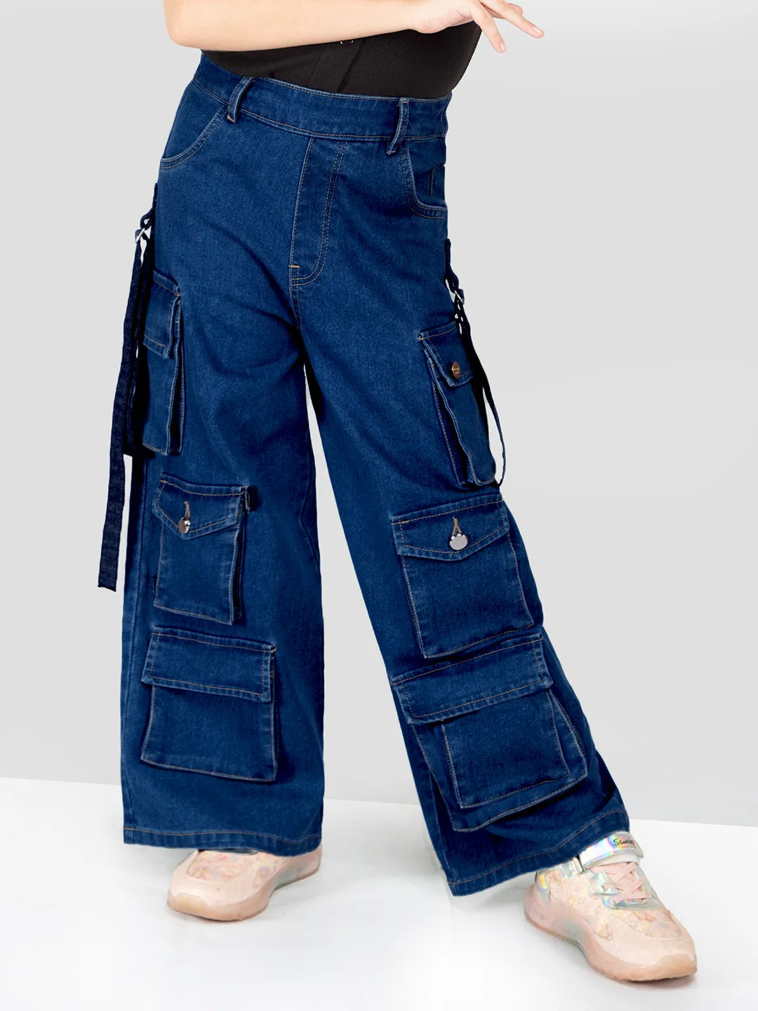 Girls Denim Ten Pockets Cargo