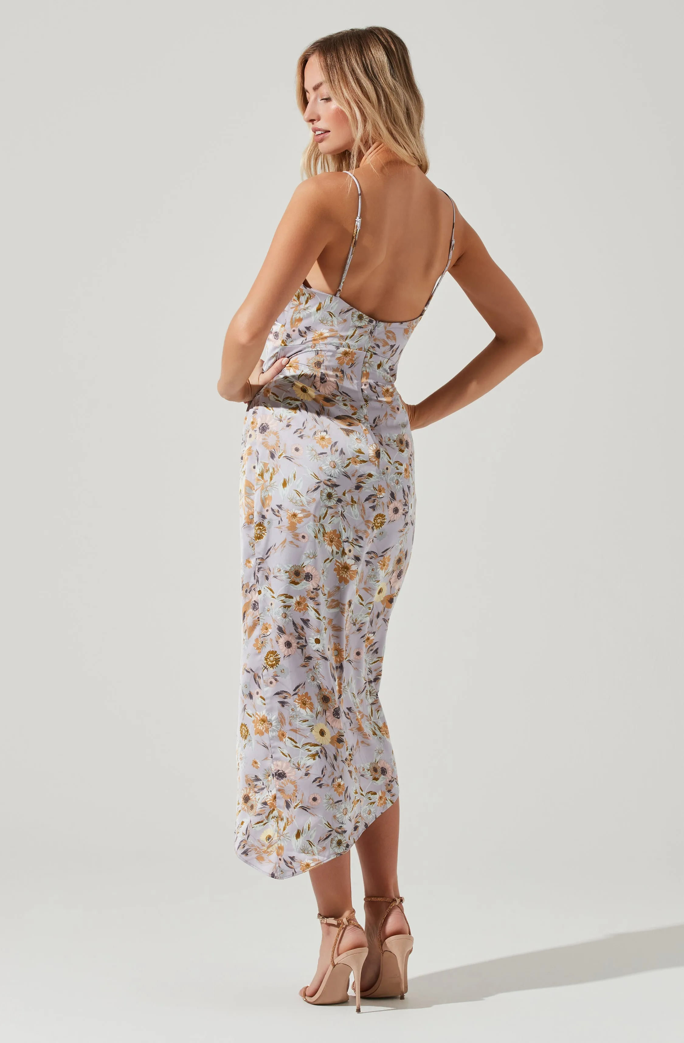 Giselle Floral Twist Front Midi Dress