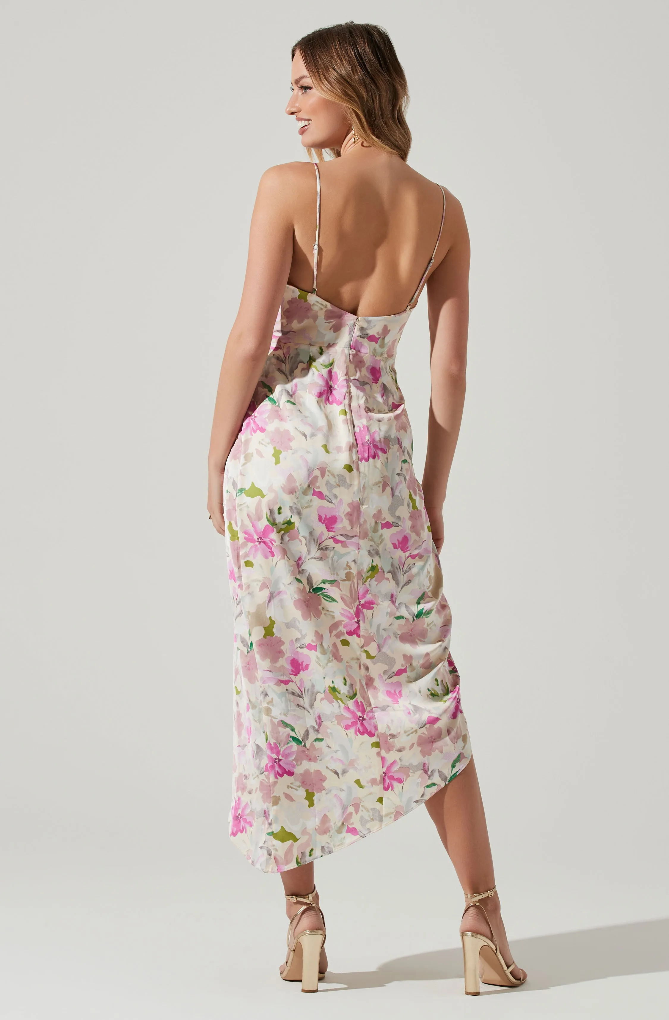 Giselle Floral Twist Front Midi Dress