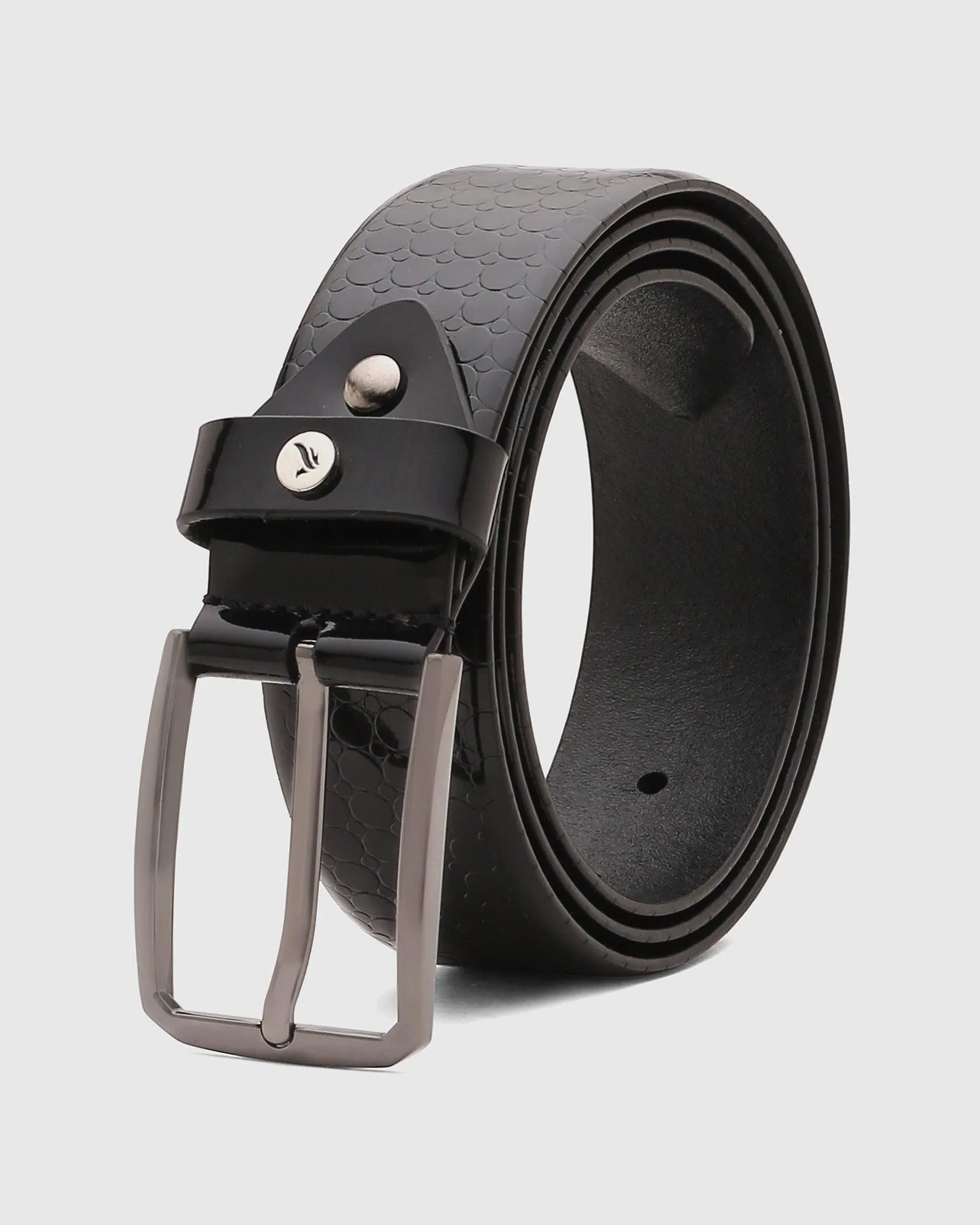 Leather Black Solid Belt - Shaun