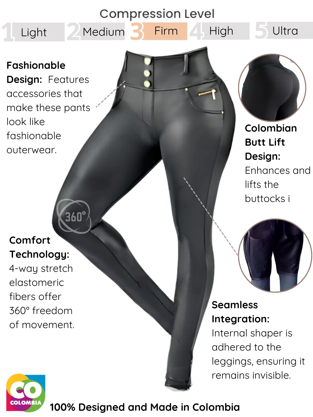 Leather Look Shapewear Dress Pants – Butt Lift, Cellulite Control & Flawless Silhouette