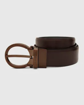 Leather Reversible Wine Black Textured Belt - Tamo