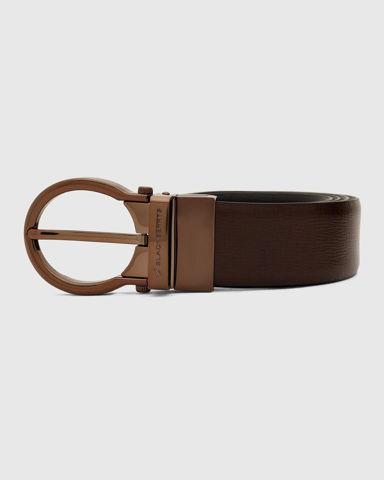 Leather Reversible Wine Black Textured Belt - Tamo