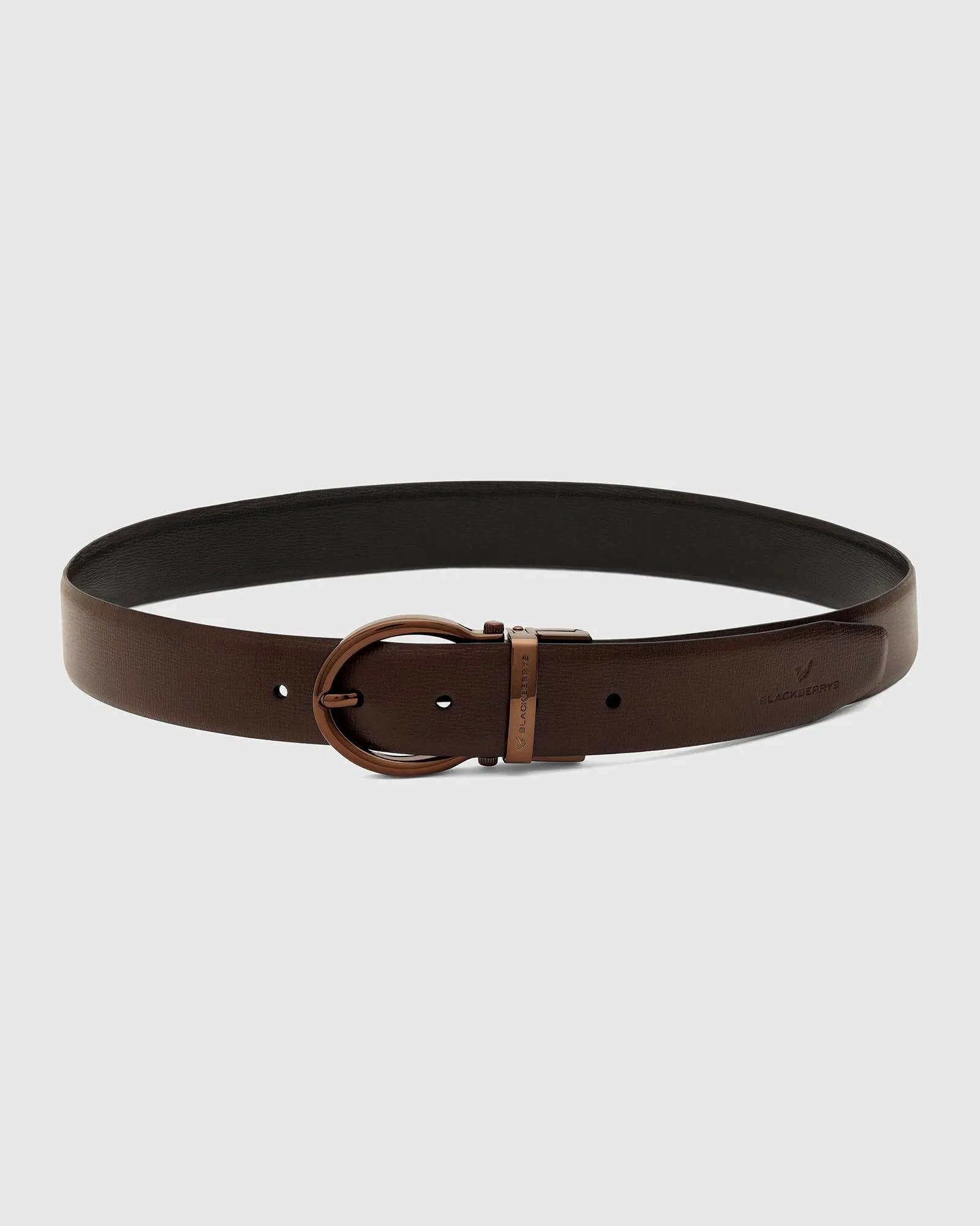 Leather Reversible Wine Black Textured Belt - Tamo