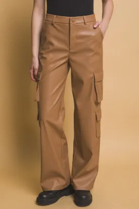 Love Tree PU Leather Cargo Pants