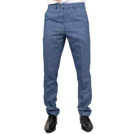 Men's Trousers Blue Checked Casual Formal Pants