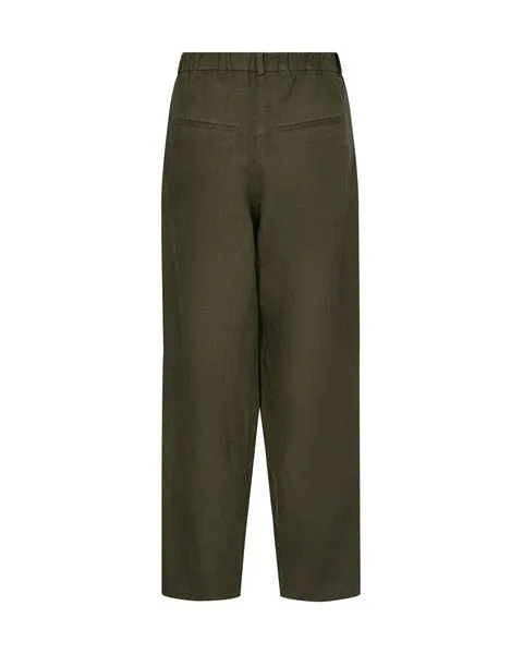 Mos Mosh Adlana Linen Trouser-Dusty Olive-163690