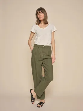 Mos Mosh Adlana Linen Trouser-Dusty Olive-163690