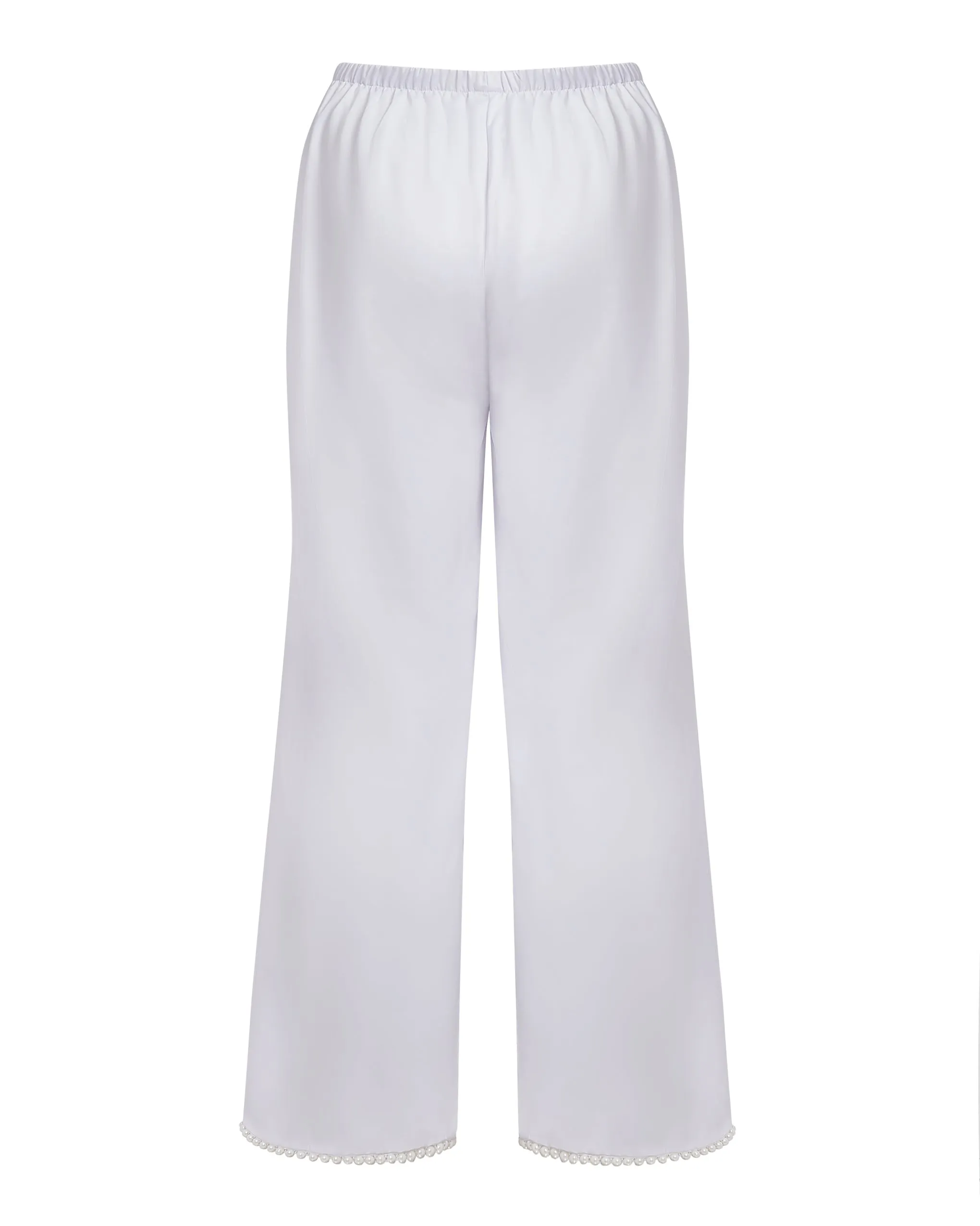 Pearl Luxury Satin Trousers White/Pearl