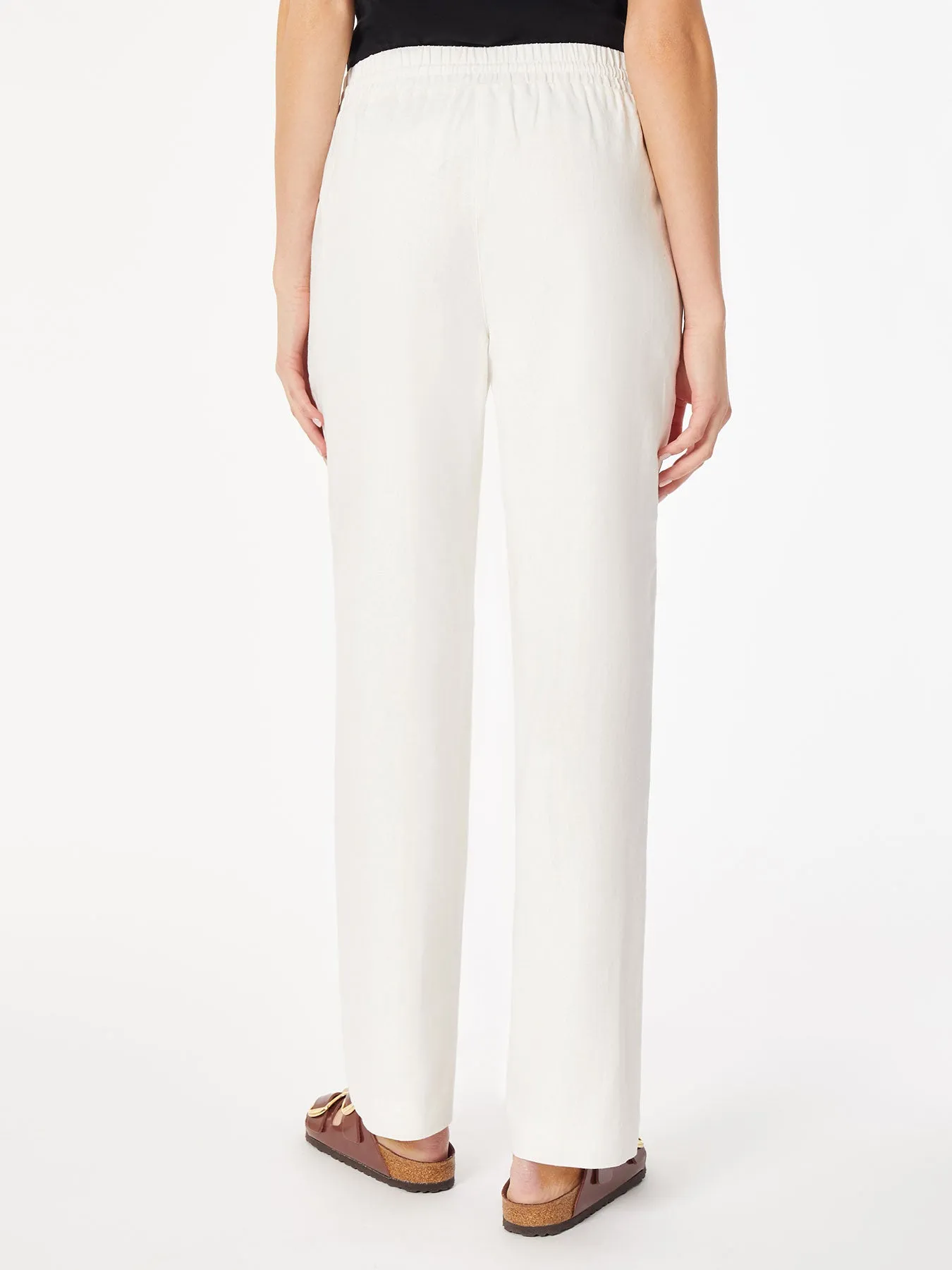 Plus Size Pull On Drawstring Trouser, Solid Linen Viscose