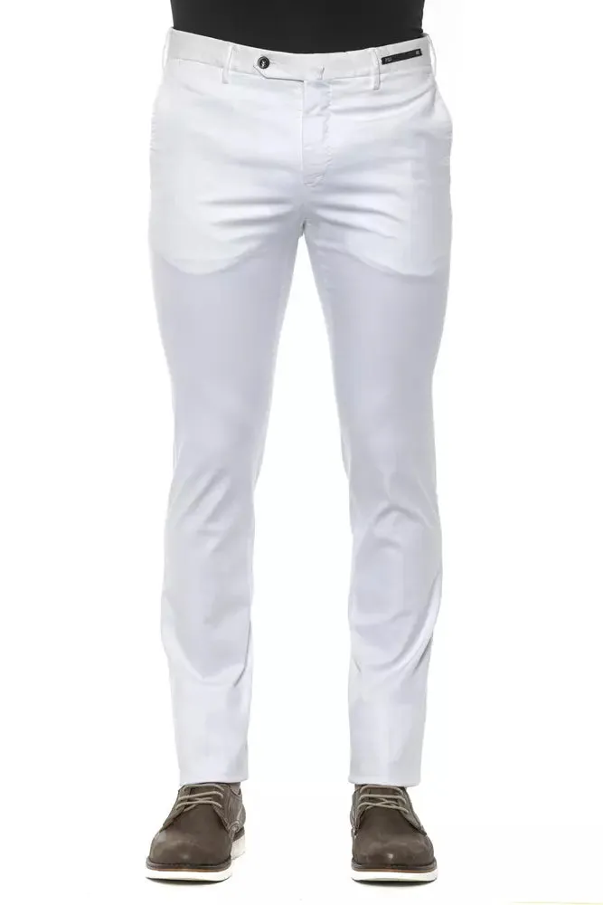 PT Torino White Cotton Men Trouser