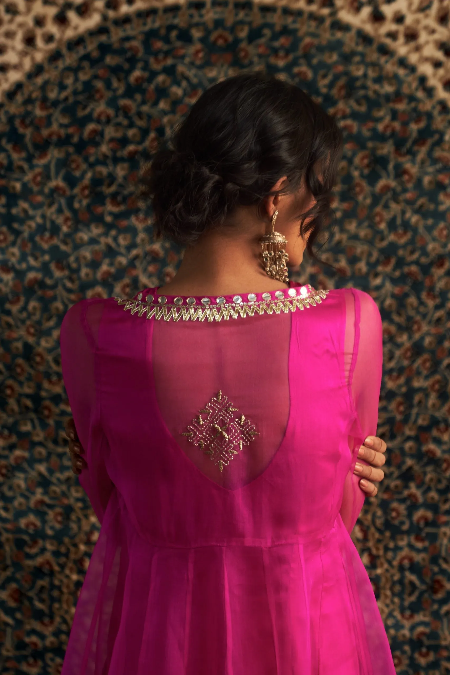 Rani Pink Embroidered Choga Set