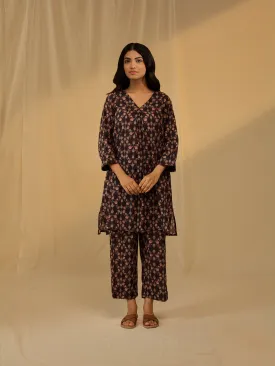 Roasted Coffee Voile Kurta Twin Set