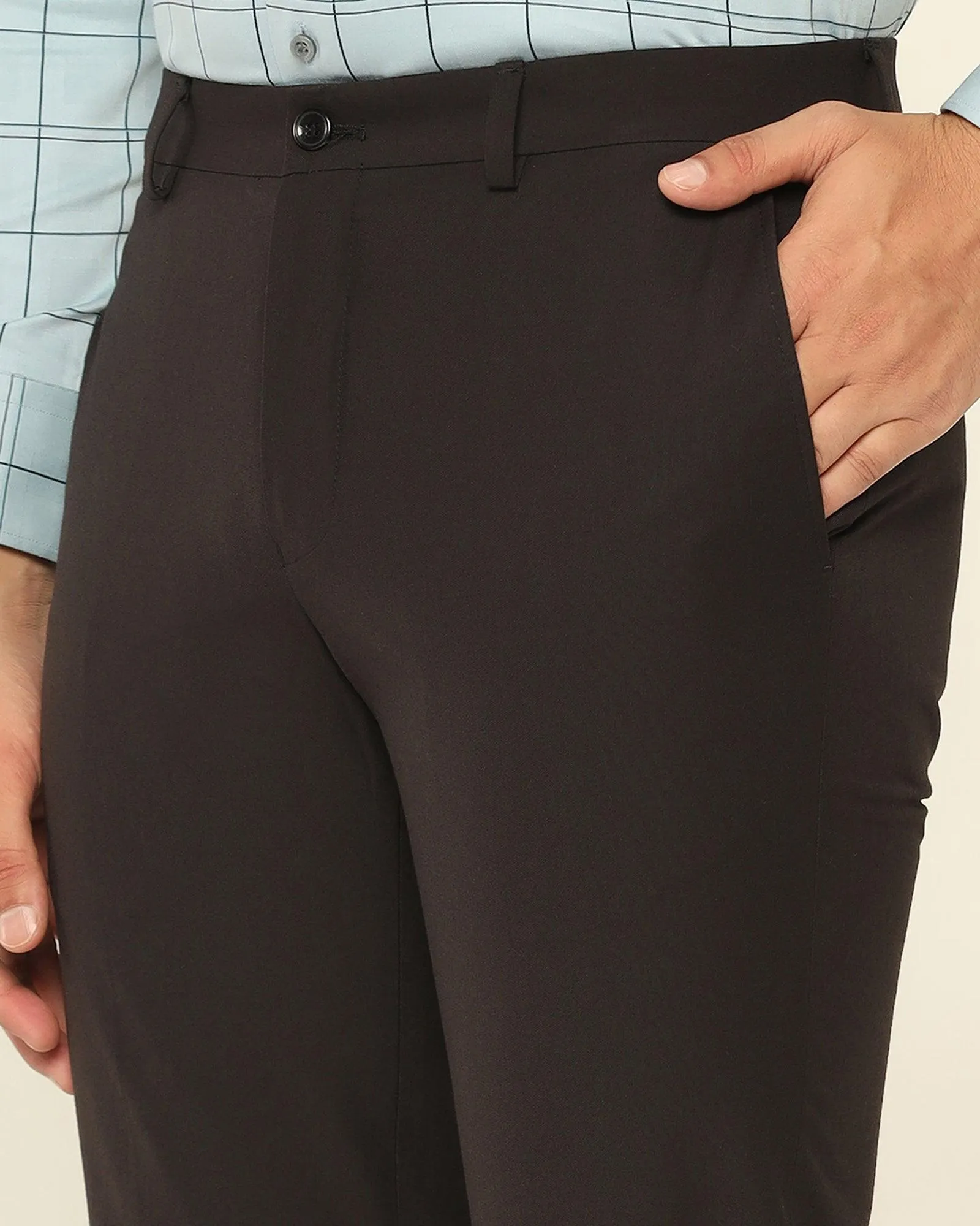 Slim Comfort B-95 Formal Black Solid Trouser - Nedward