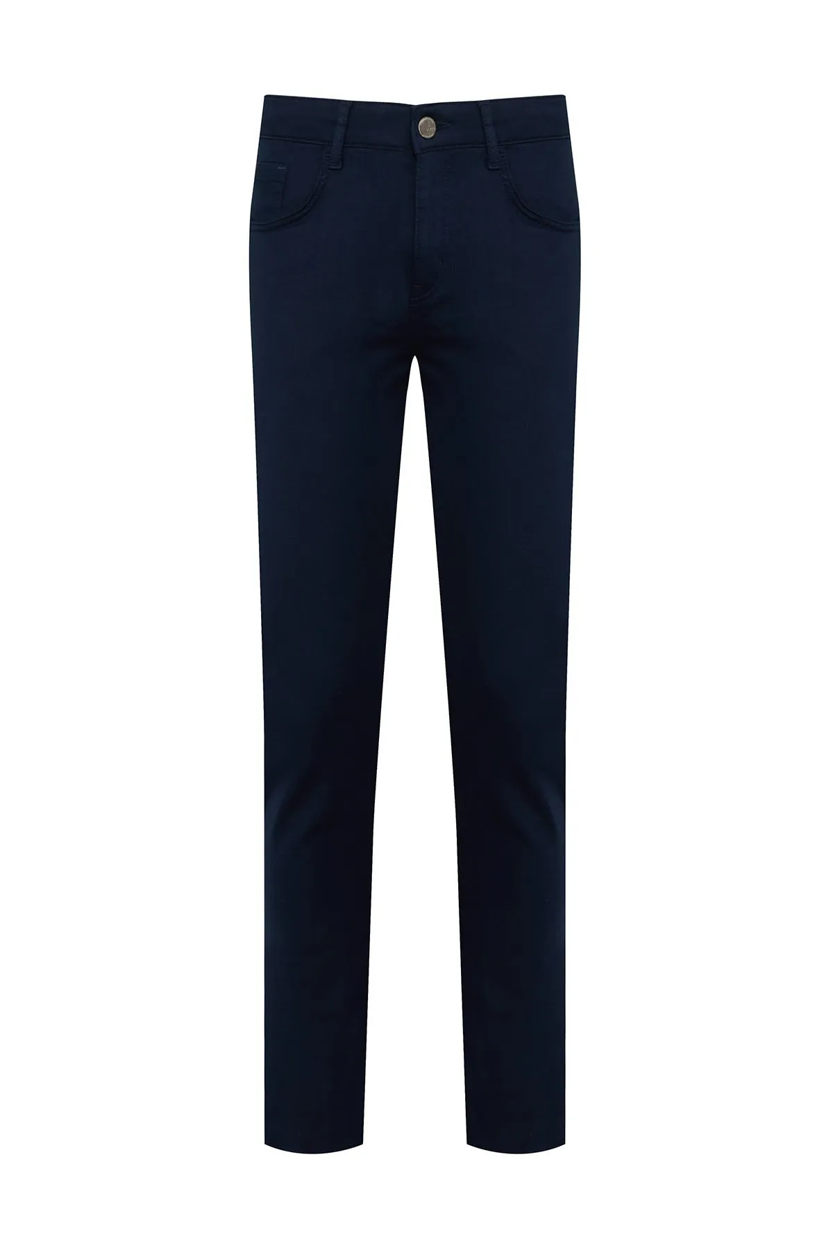 Slim Fit 5 Pocket Navy Cotton Casual Pants