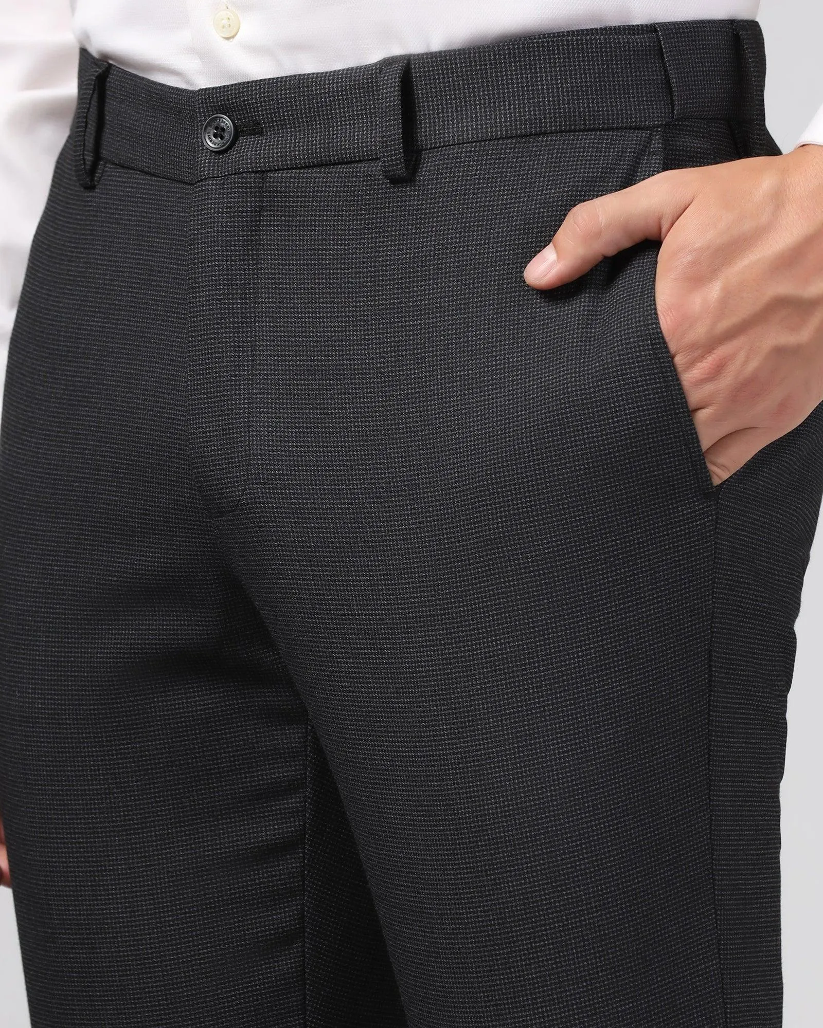 Slim Fit B-91 Formal Black Textured Trouser - Ford