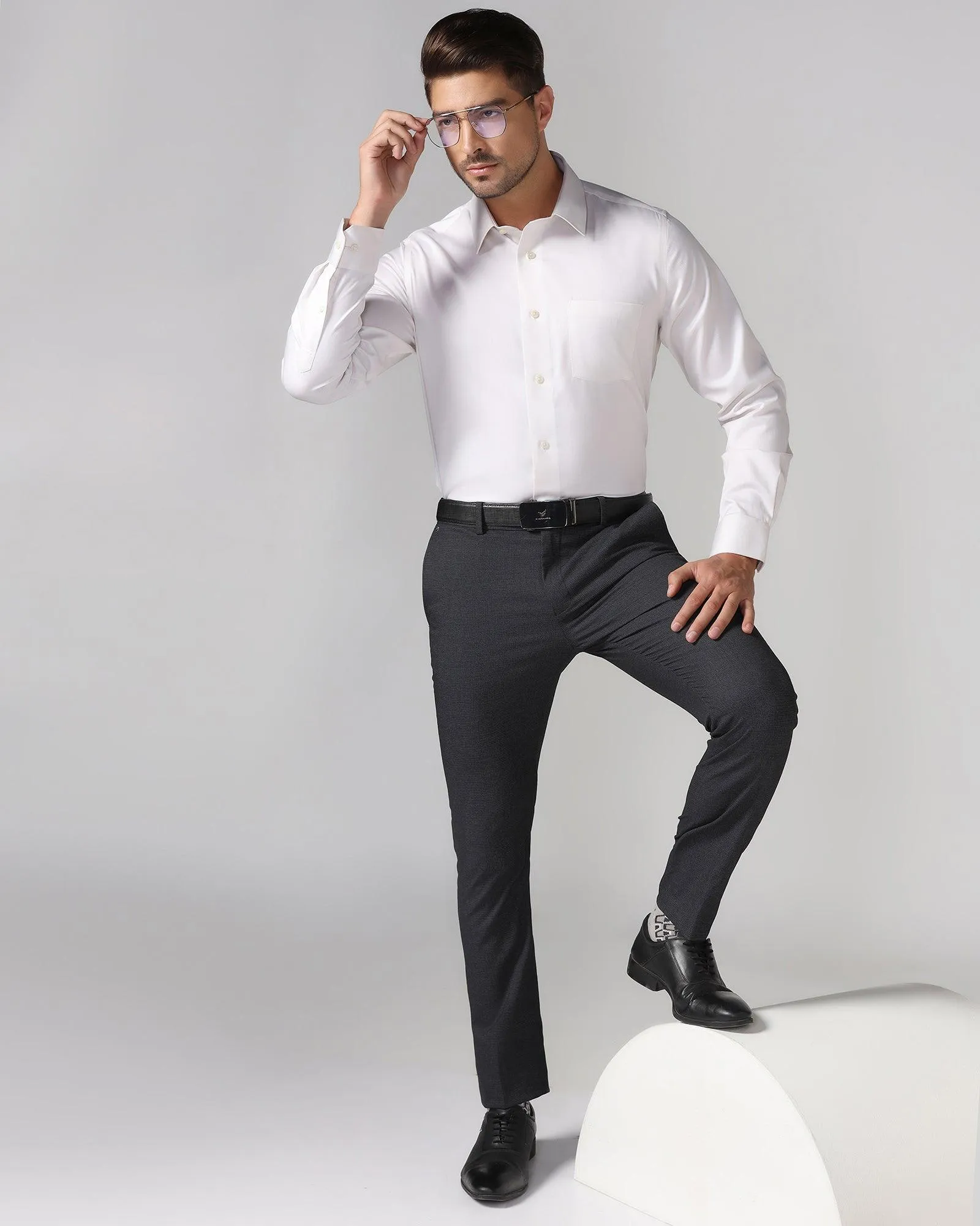 Slim Fit B-91 Formal Black Textured Trouser - Ford