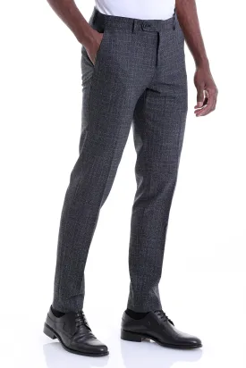 Slim Fit Plaid Navy Side Pocket Low Waist Dress Pants