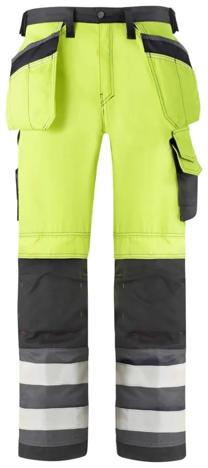 Snickers 3233 High Visibility Work Trousers with Kneepad & Holster Pockets, Class 2 -3233