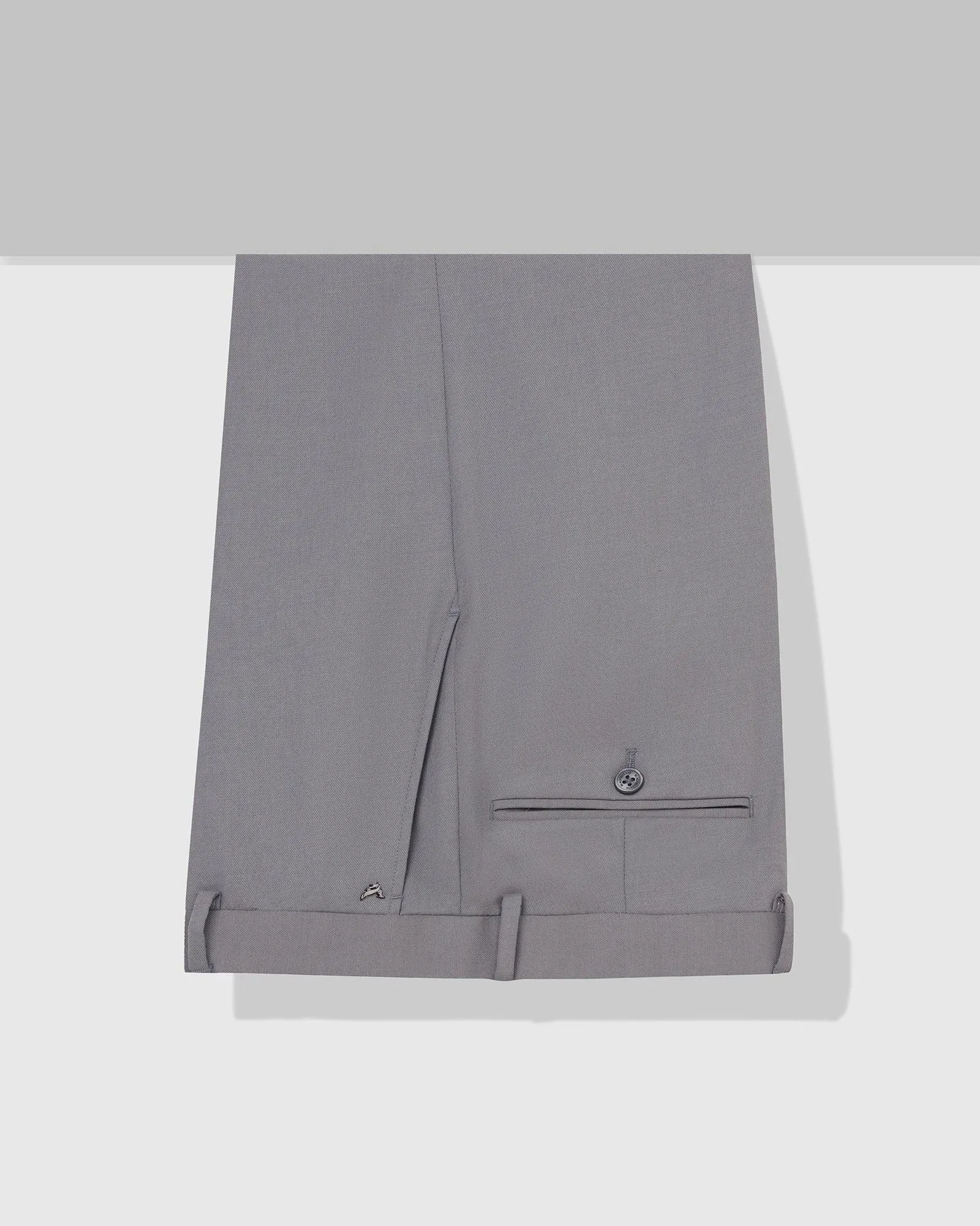 Straight B-90 Formal Grey Solid Trouser - Nedward