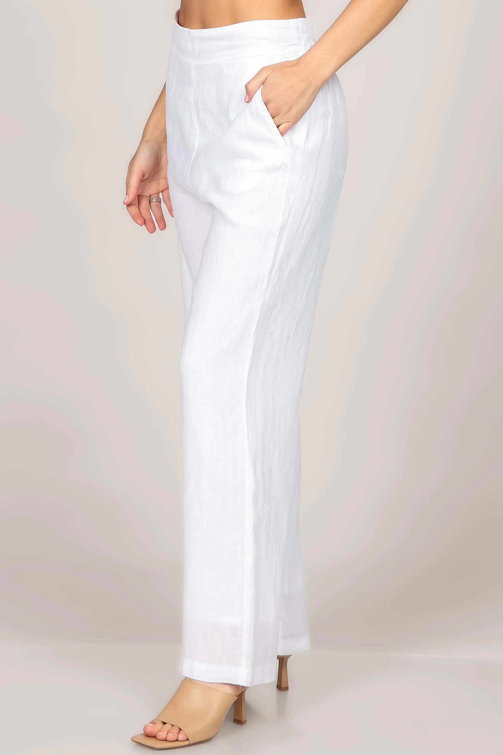 Straight Leg Lined Linen Pants