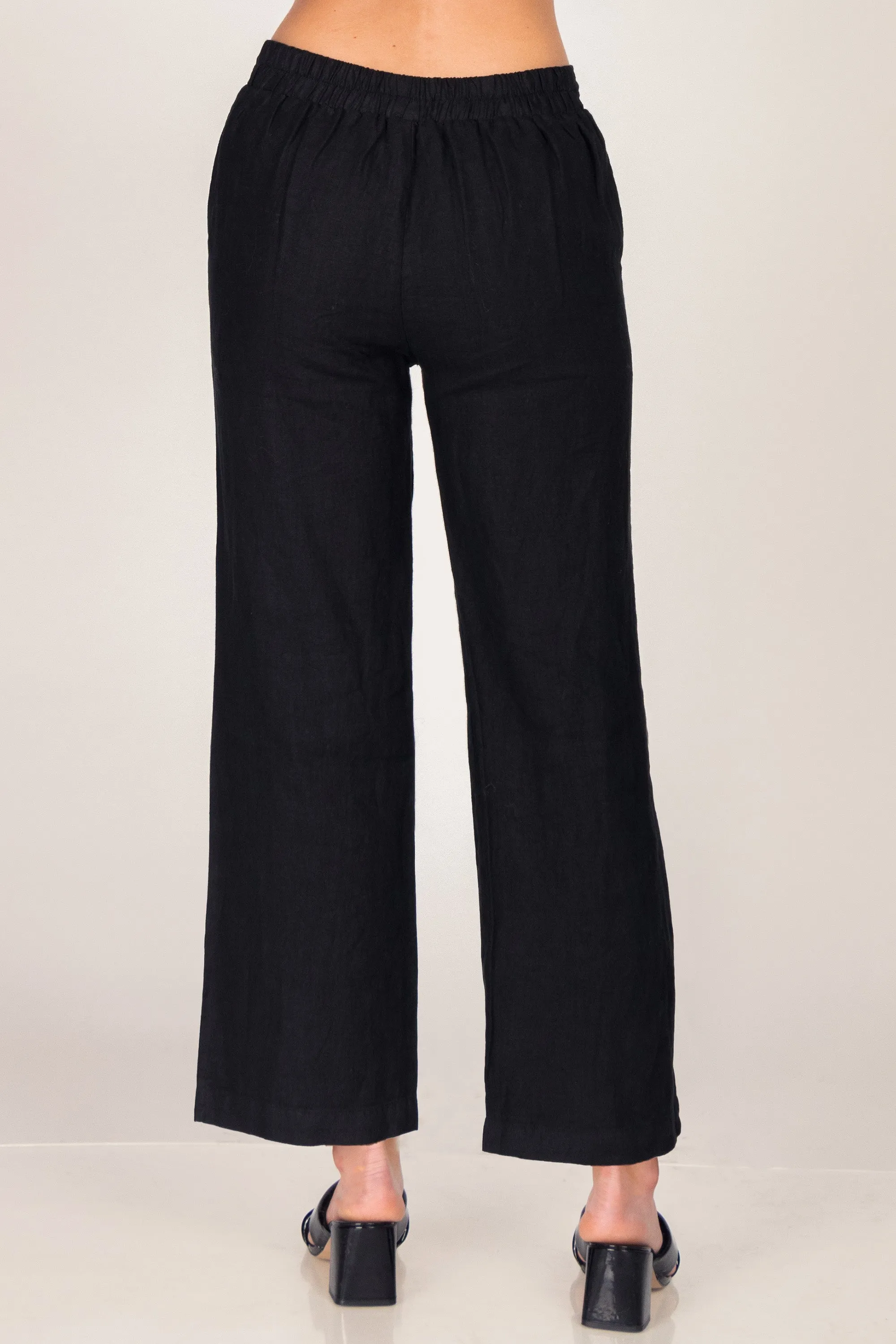 Straight Leg Lined Linen Pants