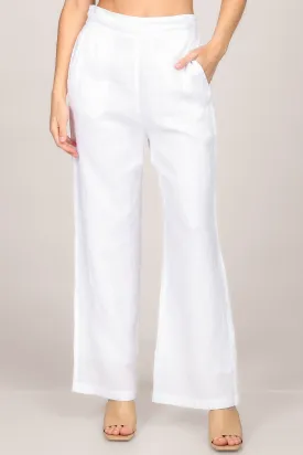 Straight Leg Lined Linen Pants