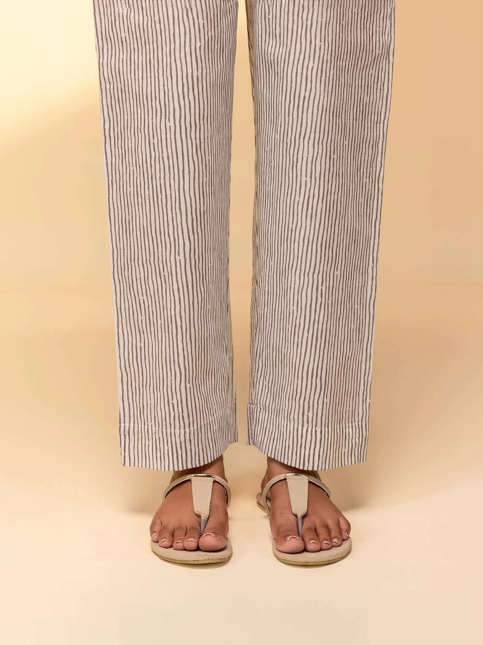 Striped Cotton Straight Pant