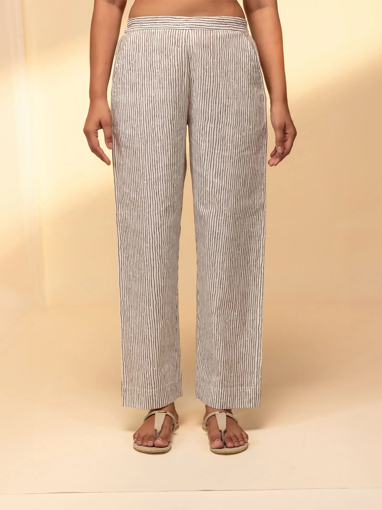 Striped Cotton Straight Pant